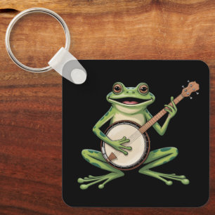 Chaveiro Sapo Retro Tocando Banjo Amantes de Música dos Ano