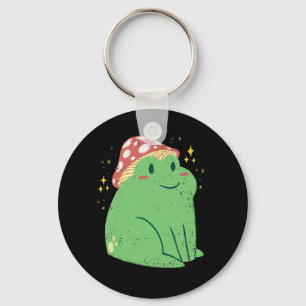 Chaveiro Sapo Verde Fofo com Chapéu de Cogumelo