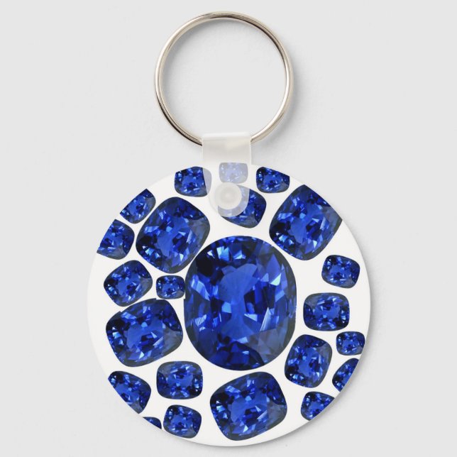 Chaveiro Sapphire Gems Birthstone presentes por tubarões (Frente)