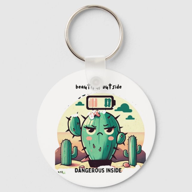 Chaveiro Sarcastic Cactus with Low Battery (Frente)