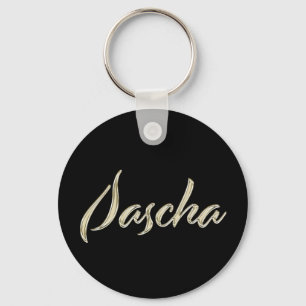 Chaveiro Sascha Name whitegold Button Schlüsselanhänger