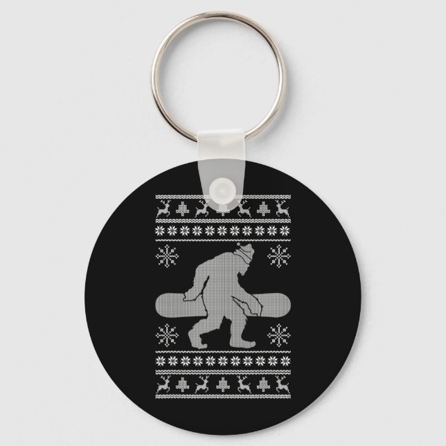 Chaveiro Sasquatch indo Snowboard Feia Natal Bigfoo (Frente)