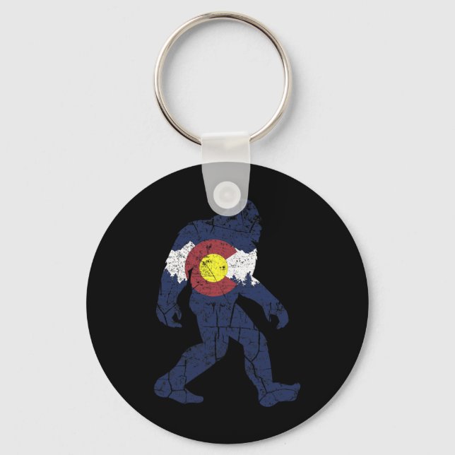 Chaveiro Sasquatch Retro State Flag Colorado Rocky Mountain (Frente)
