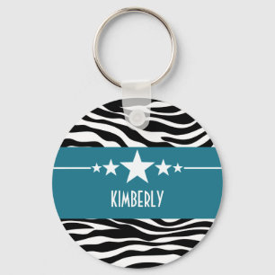 Chaveiro Sassy azul da zebra da estrela