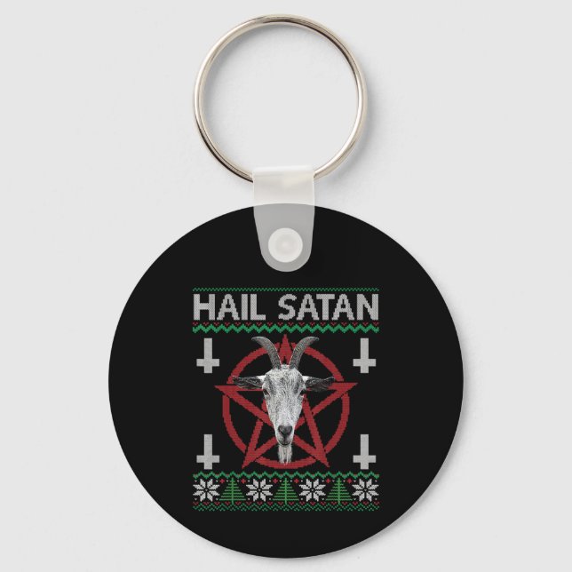 Chaveiro Satã de granizo Cabeça Pentagram Funny Satanás Fei (Frente)
