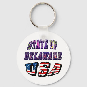 Chaveiro Sate of Delaware Picture and USA Flag Text