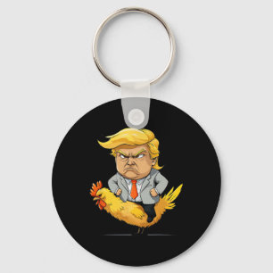 Chaveiro Sátira de Trump Galo Jockey - Humor Político Engra