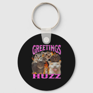 Chaveiro Saudações Huzz Funny Cat Meme Bootleg Gráfico Home
