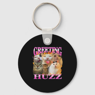 Chaveiro Saudações Huzz Meme de Gato Engraçado Gráfico de C