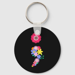 Chaveiro Saúde Mental da Flor do Semicolon Evitar Consciênc