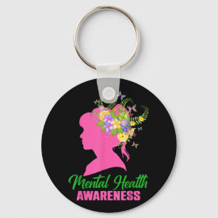 Chaveiro Saúde Mental Guerreiros Flores Cabelo Mulher