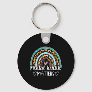 Chaveiro Saúde Mental Importa Leopardo Imprimir Boho Arco-Í