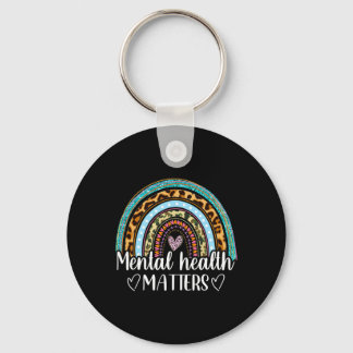 Chaveiro Saúde Mental Importa Leopardo Imprimir Boho Arco-Í