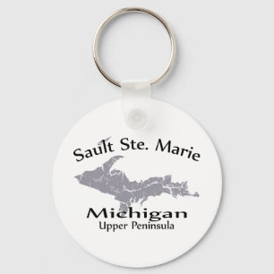 Chaveiro Sault Ste Marie Michigan Map Design Keychain