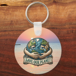 Chaveiro Save Our Planet Crying Earth Eco Awareness 