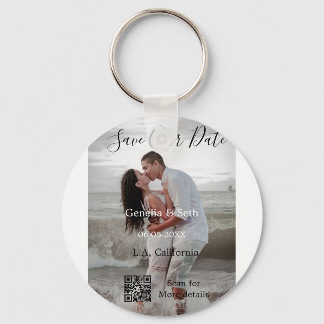 Chaveiro Save the date simple minimal QR scan code details  (Frente)