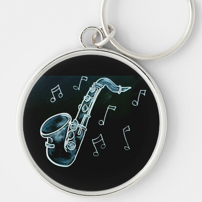 Chaveiro Saxofone E Notas Musicais (Frente)