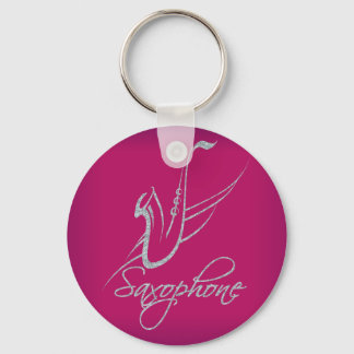 Chaveiro Saxofone Glitter Silver e Rosa