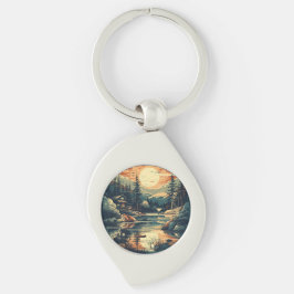 Chaveiro Scandinávia Retro Art Mountain Home