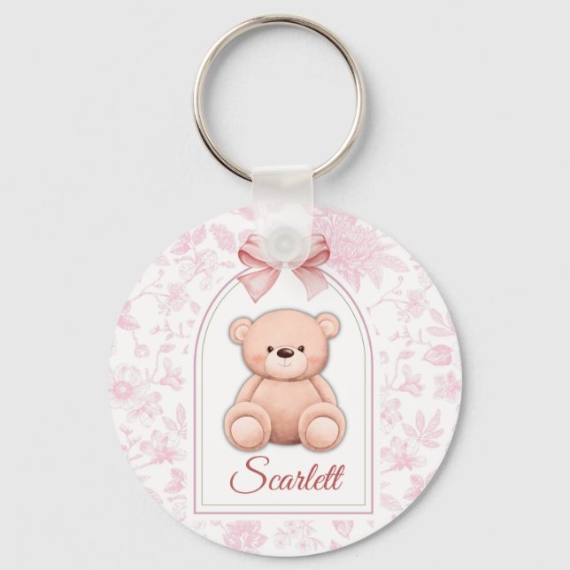 Chaveiro Scarlett | Design de Enfermeiro de Urso Rosa Perso (Frente)