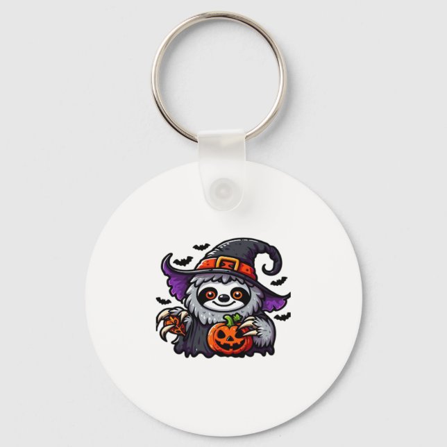 Chaveiro Scary Halloween Sloth Witch Hat Costume Spooky Sea (Frente)