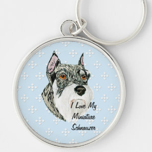 Chaveiro Schnauzer diminuto - azul com design branco do