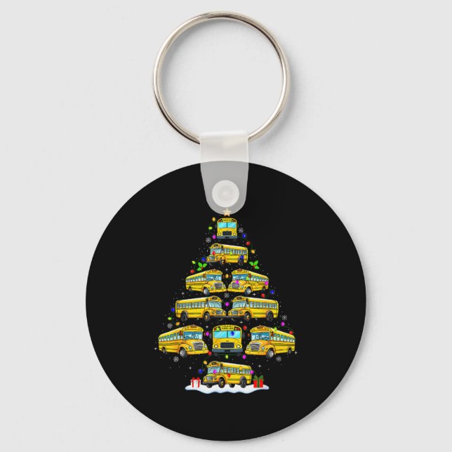 Chaveiro School Bus Christmas Tree Funny Santa Bus Driver P (Frente)