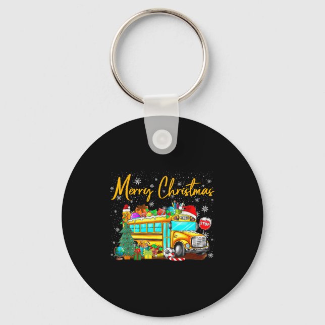 Chaveiro School Bus Driver Santa Hat Merry Christmas Tree M (Frente)