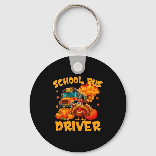 Chaveiro School Bus Driver Turkey Thanksgiving Gift  (Frente)
