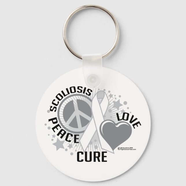Chaveiro Scoliose Peace Love Cure (Frente)