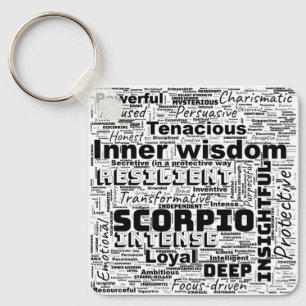 Chaveiro Scorpio Zodiac Word Cloud Inspiração