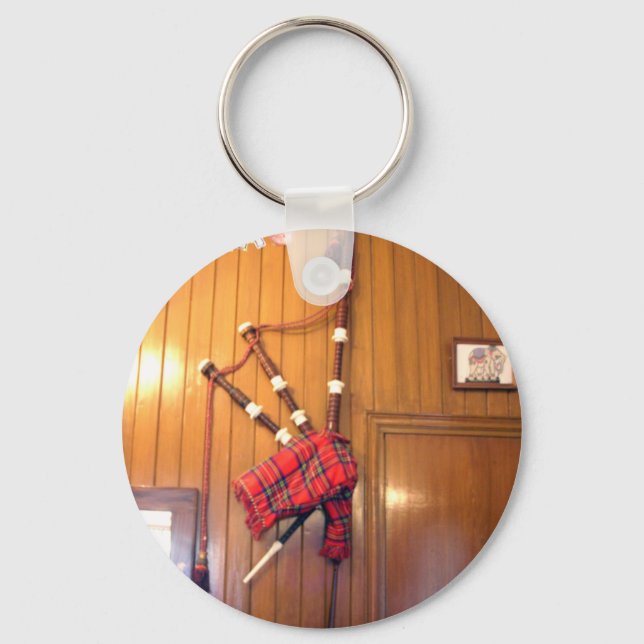 Chaveiro Scotland Bagpipe Tartan Xadrez Instrumento Musical (Frente)