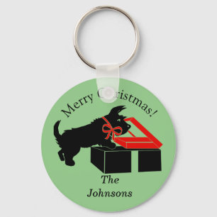 Chaveiro Scottie Dog Christmas Personalizado Cadeia de Chav
