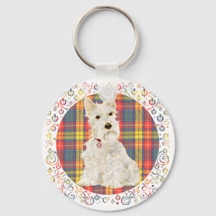 Chaveiro Scottie Trigo no Tartan Buchanan