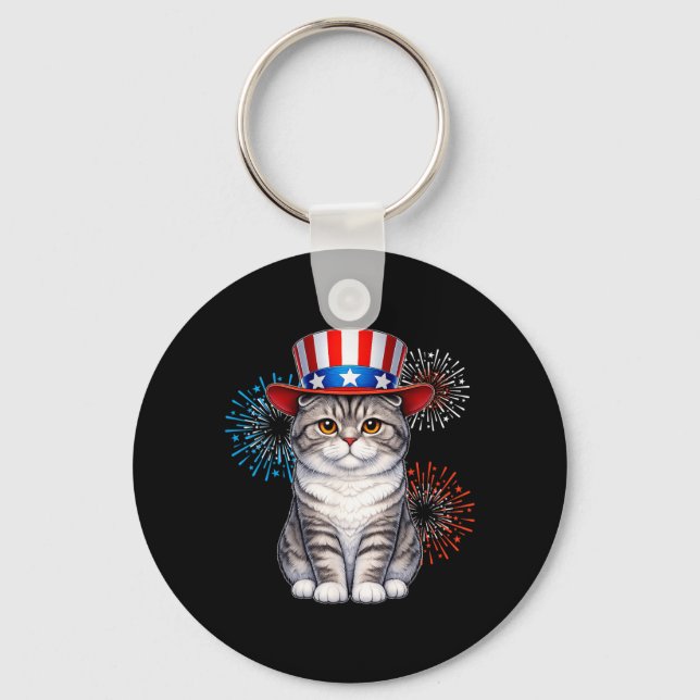 Chaveiro Scottish Fold 4 de Julho de Gato de 4 de Julho (Frente)