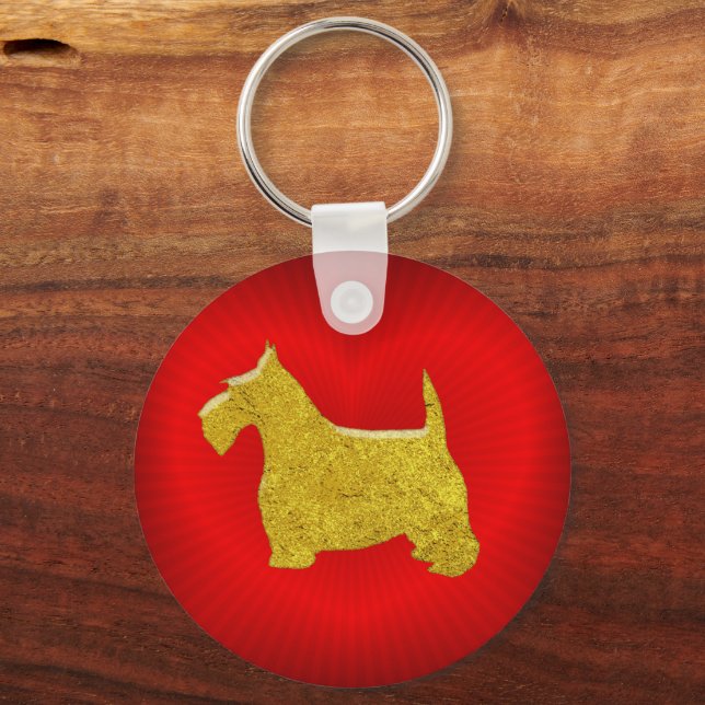 Chaveiro Scottish Terrier in Gold on Heart (Verso)