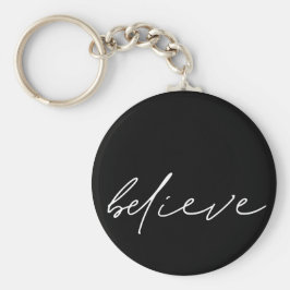 Chaveiro Script Branco manuscrito de crença motivacional