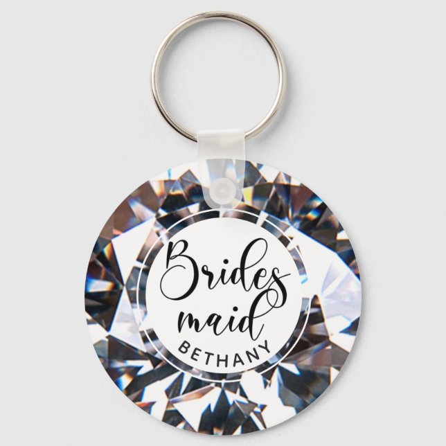 Chaveiro Script de Diamond Moderno Bridesmaid Personalizado (Frente)