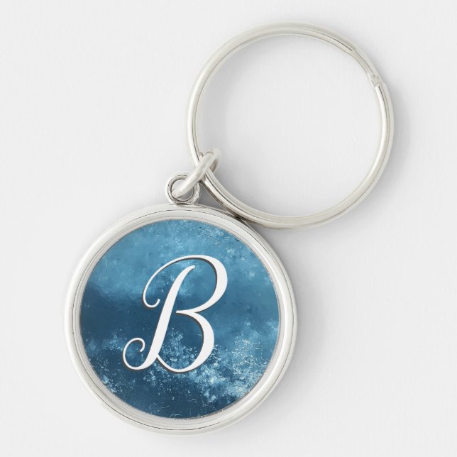 Chaveiro Script de Frost Azul Monograma (Frente)