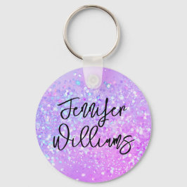 Chaveiro Script de Nome Personalizado da Glitter Roxo Holog
