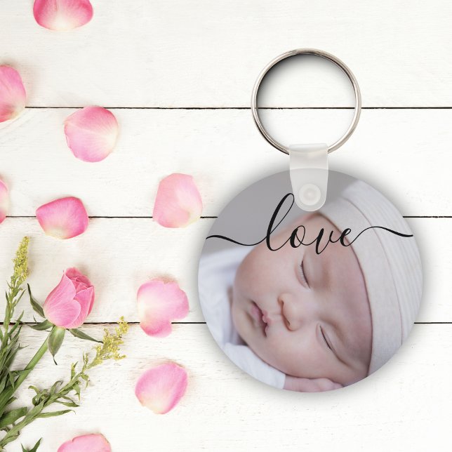 Chaveiro Script de Pincel de Amor com Foto Duplo Lado Perso (Criador carregado)