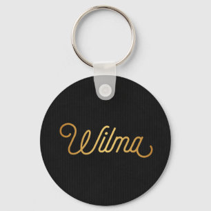 Chaveiro Script Elegante Personalizado Preto Wilma Dourado