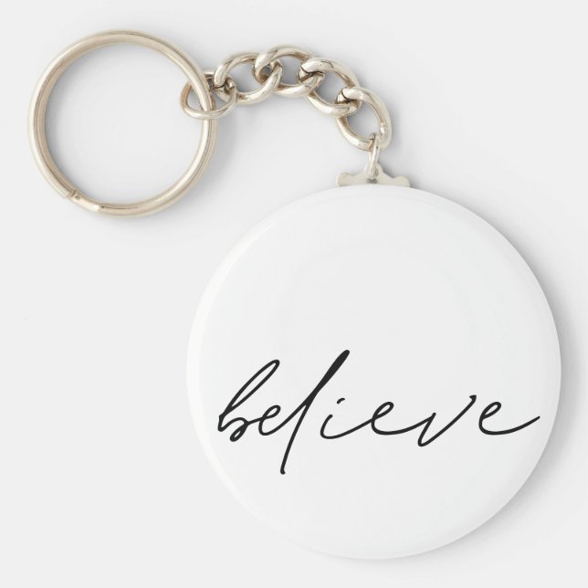 Chaveiro Script preto manuscrito de crença motivacional (Frente)