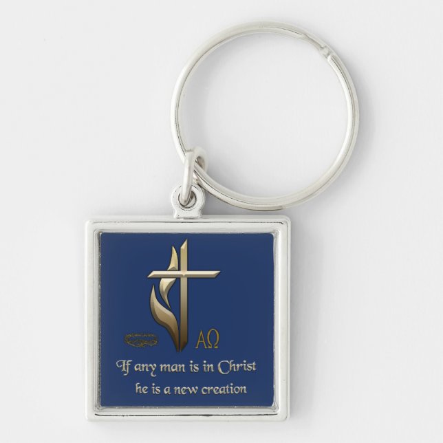 Chaveiro Se algum homem está no Cristo, ele é uma nova cria (Frente)