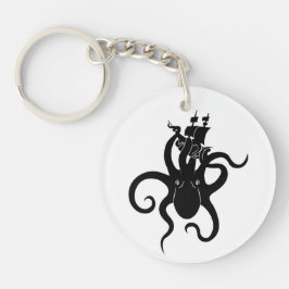 Chaveiro Sea Monster Blue e Black Kraken com navio