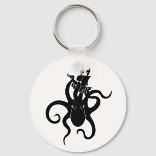 Chaveiro Sea Monster Blue e Black Kraken com navio