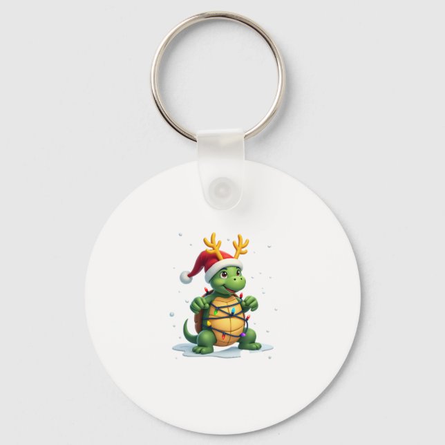 Chaveiro Sea Turtle Santa Christmas Lights Cute Xmas Men Wo (Frente)