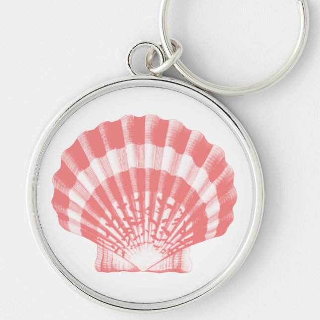 Chaveiro Seashell - coral rosa e branco (Frente)