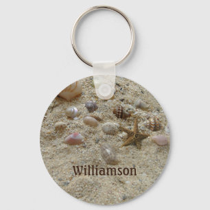 Chaveiro Seashells Beach Sand Personalizado Costeiro