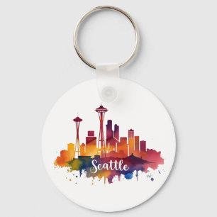 Chaveiro Seattle City aguarela Skyline